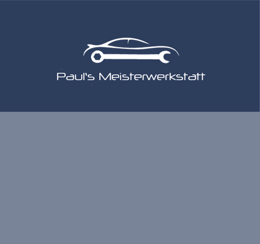 Logo von der Autowerkstatt auf blauen Hintergrund